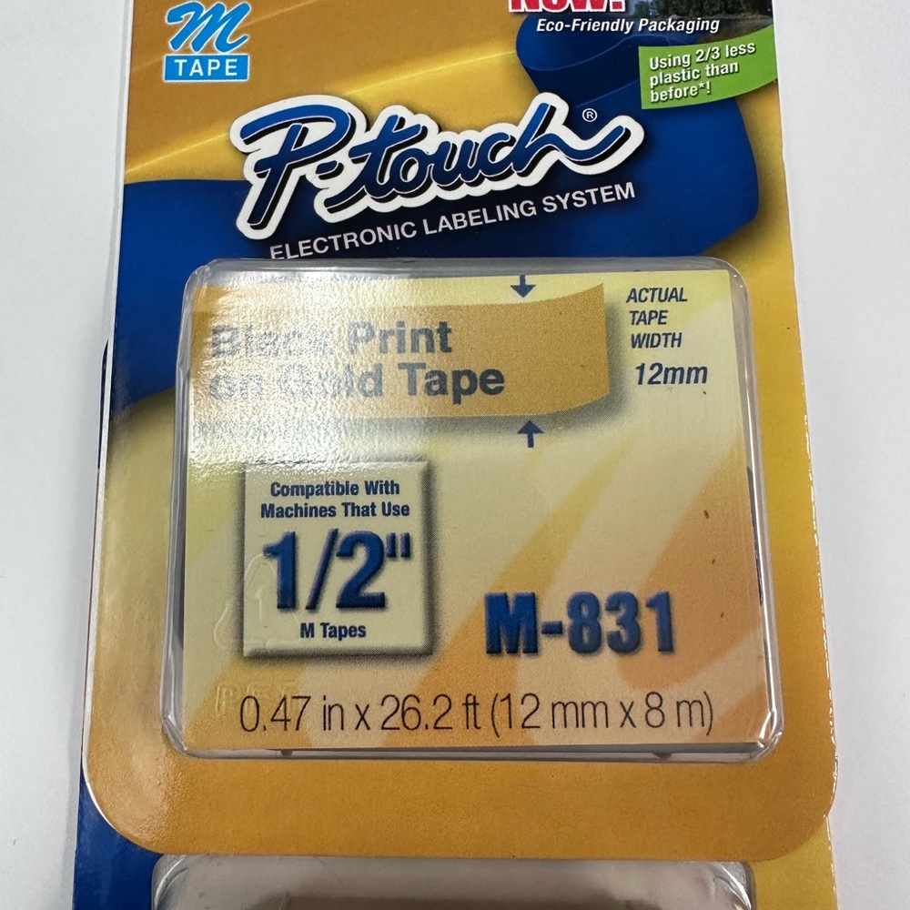 Brother Gold Label Tape with Black Print (3-Pack)